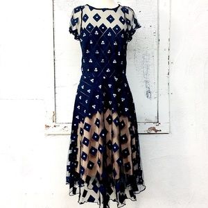 WOMEN(2) Tulle Sheer Midi DRESS, A-Line Fit &Flare